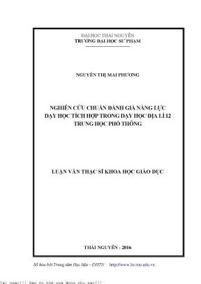 Nghiên cứu chuẩn đánh giá năng lực dạy học tích hợp trong dạy học địa lý 12 trung học phổ thông