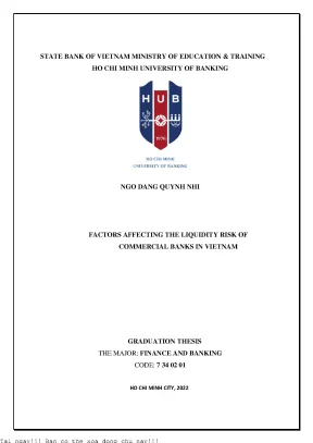 Factors affecting the liquidity risk of commercial banks in vietnam 2022