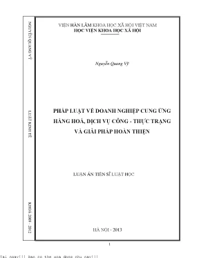 Pháp luật về doanh nghiệp cung ứng hàng hoá dịch vụ công thực trạng và giải pháp hoàn thiện