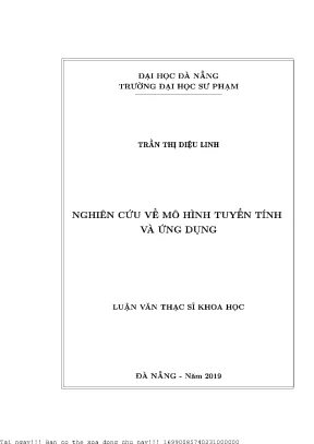Nghiên cứu về mô hình tuyến tính và ứng dụng