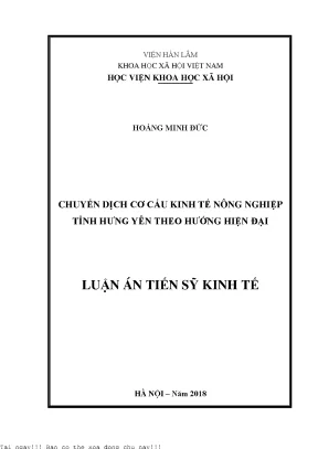 Chuyển dịch cơ cấu kinh tế nông nghiệp tỉnh hưng yên theo hướng hiện đại