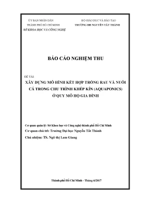 Xây dựng mô hình kết hợp trồng rau và nuôi cá trong chu trình khép kín aquaponic ở quy mô hộ gia đình