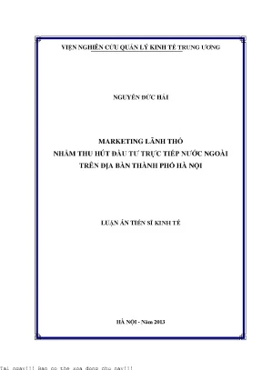 Marketing lãnh thổ nhằm thu hút đầu tư trực tiếp nước ngoài trên địa bàn thành phố hà nội