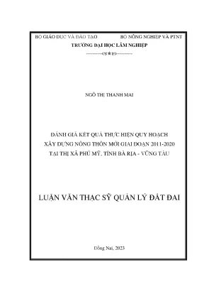 Đánh giá kết quả thực hiện quy hoạch xây dựng nông thôn mới giai đoạn 2011 2020 tại thị xã phú mỹ tỉnh bà rịa vũng tàu