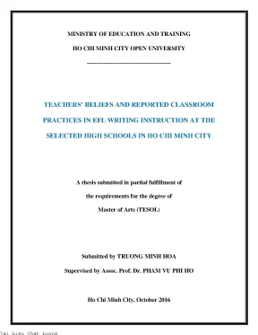 Teachers beliefs and reported classroom practices in efl writing instruction at the selected high schools in ho chi minh city