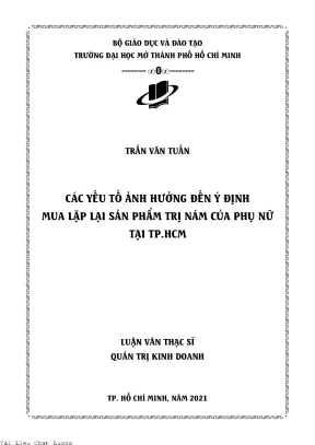 Các yếu tố ảnh hưởng đến ý định mua lặp lại sản phẩm trị nám của phụ nữ tại tp hcm