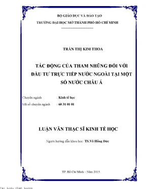 Tác động của tham nhũng đối với đầu tư trực tiếp nước ngoài tại một số nước châu á