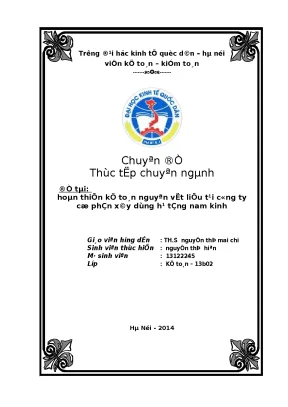 Hoàn thiện kế toán nguyên vật liệu tại công ty cổ phần xây dựng hạ tầng nam kinh 1