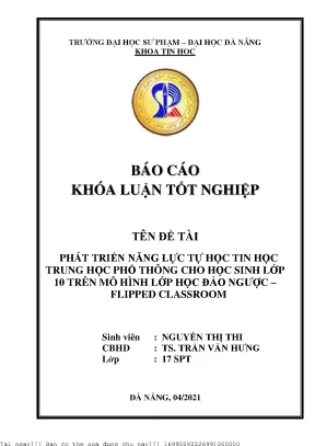 Phát triển năng lực tự học tin học trung học phổ thông cho học sinh lớp 10 trên mô hình lớp học đảo ngược flipped classroom