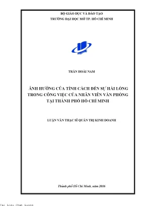 Ảnh hưởng của tính cách đến sự hài lòng trong công việc của nhân viên văn phòng tại thành phố hồ chí minh