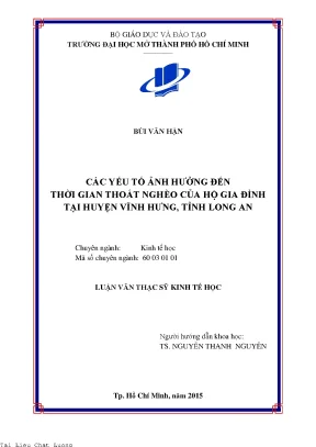 Các yếu tố ảnh hưởng đến thời gian thoát nghèo của hộ gia đình tại huyện vĩnh hưng tỉnh long an