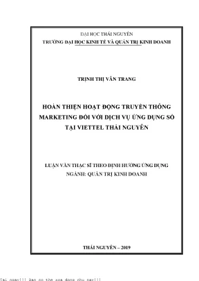 Hoàn thiện hoạt động truyền thông marketing đối với dịch vụ ứng dụng số tại viettel thái nguyên