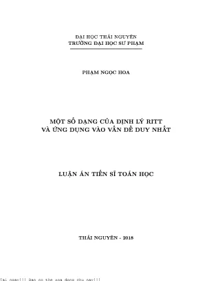 Một số dạng của định lý ritt và ứng dụng vào vấn đề duy nhất