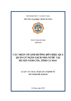 Các nhân tố ảnh hưởng đến hiệu quả quản lý ngân sách nhà nước tại huyện năm căn tỉnh cà mau