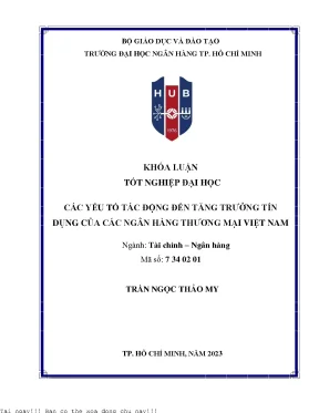 Các yếu tố tác động đến tăng trưởng tín dụng của các ngân hàng thương mại việt nam 2023