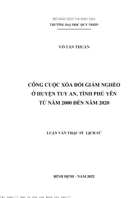 Công cuộc xóa đói giảm nghèo ở huyện tuy an tỉnh phú yên từ năm 2000 đến năm 2020