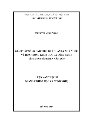 Giải pháp nâng cao hiệu quả quản lý nhà nước về hoạt động khoa học và công nghệ tỉnh ninh bình đến năm 2025