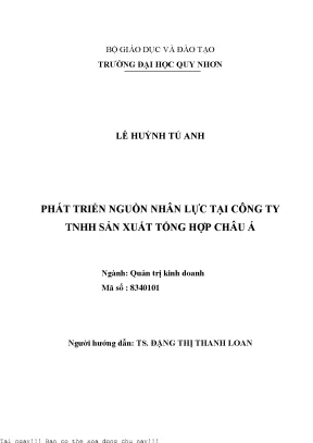 Phát triển nguồn nhân lực tại công ty tnhh sản xuất tổng hợp châu á