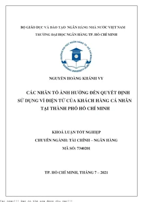 Các nhân tố ảnh hưởng đến quyết định sử dụng ví điện tử của khách hàng cá nhân tại thành phố hồ chí minh 2021