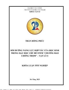 Bồi dưỡng năng lực hợp tác của học sinh trong dạy học chủ đề stem chuông báo chống trộm vật lí 11