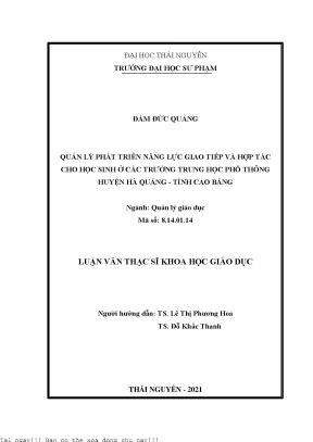 Quản lý phát triển năng lực giao tiếp và hợp tác cho học sinh ở các trường trung học phổ thông huyện hà quảng tỉnh cao bằng