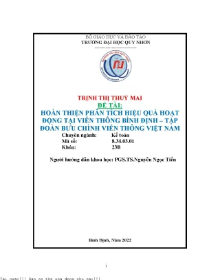 Hoàn thiện phân tích hiệu quả hoạt động tại viễn thông bình định tập đoàn bưu chính viễn thông việt nam