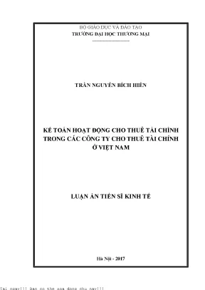 Kế toán hoạt động cho thuê tài chính trong các công ty cho thuê tài chính ở việt nam