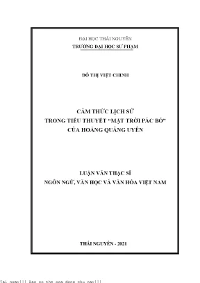 Cảm thức lịch sử trong tiểu thuyết 22mặt trời pác bó22 của hoàng quảng uyên