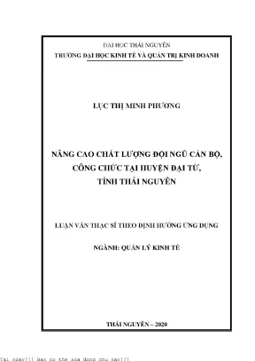 Nâng cao chất lượng đội ngũ cán bộ công chức tại huyện đại từ tỉnh thái nguyên