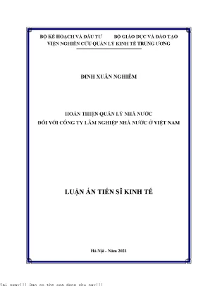 Hoàn thiện quản lý nhà nước đối với công ty lâm nghiệp nhà nước ở việt nam