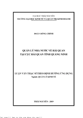 Quản lý nhà nước về hải quan tại cục hải quan tỉnh quảng ninh