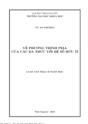 Về phương trình pell của các đa thức với hệ số hữu tỉ