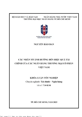 Các nhân tố ảnh hưởng đến hiệu quả tài chính của các ngân hàng tmcp việt nam 2023
