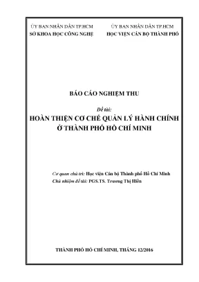 Hoàn thiện cơ chế quản lý hành chính ở thành phố hồ chí minh học viện cán bộ thành phố hồ chí minh