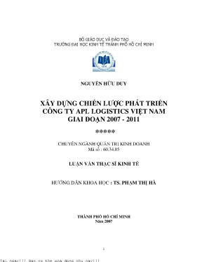 Xây dựng chiến lược phát triển công ty apl logistics việt nam