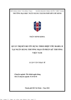 Quản trị rủi ro tín dụng theo hiệp ước basel ii tại ngân hàng thương mại cổ phần kỹ thương việt nam 2023