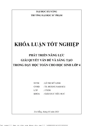 Phát triển năng lực giải quyết vấn đề và sáng tạo trong dạy học toán cho học sinh lớp 4