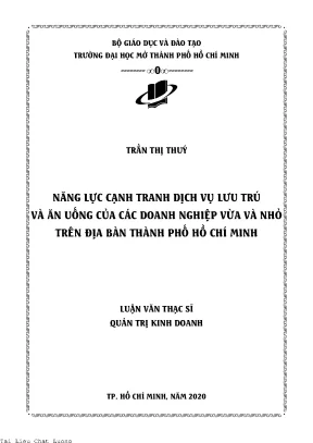 Năng lực cạnh tranh dịch vụ lưu trú và ăn uống của các doanh nghiệp vừa và nhỏ trên địa bàn thành phố hồ chí minh