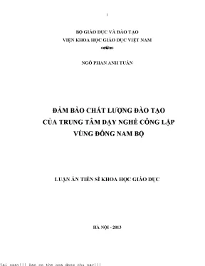 Đảm bảo chất lượng đào tạo của trung tâm dạy nghề công lập vùng đông nam bộ