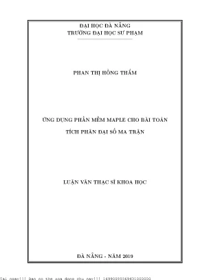 Ứng dụng phần mềm maple cho bài toán tích phân đại số ma trận