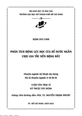 Phân tích động lực học của bể nước ngầm chịu gia tốc nền động đất