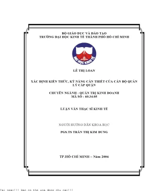 Xác định kiến thức kỹ năng cần thiết của cán bộ quản lí cấp quận