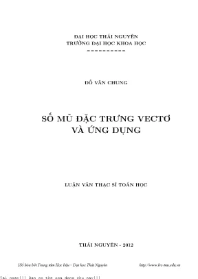 Số mũ đặc trưng vectơ và ứng dụng
