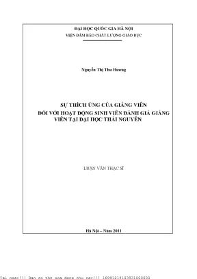 Sự thích ứng của giảng viên đối với hoạt động sinh viên đánh giá giảng viên tại đại học thái nguyên