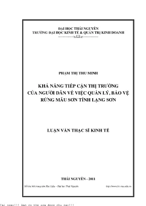 Khả năng tiếp cận thị trường của người dân về việc quản lý bảo vệ rừng mẫu sơn tỉnh lạng sơn