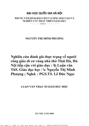 Nghiên cứu đánh giá thực trạng về người công giáo di cư vùng nhà thờ thái hà hà nội tiếp cận với giáo dục