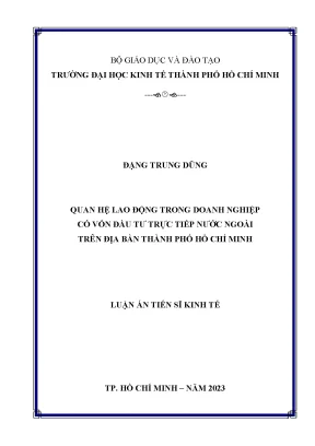 Quan hệ lao động trong doanh nghiệp có vốn đầu tư trực tiếp nước ngoài trên địa bàn thành phố hồ chí minh