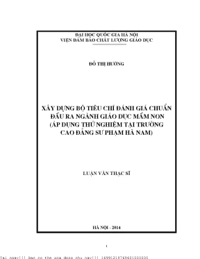 Xây dựng bộ tiêu chí đánh giá chuẩn đầu ra ngành giáo dục mầm non áp dụng thử nghiệm tại trường cao đẳng sư phạm hà nam