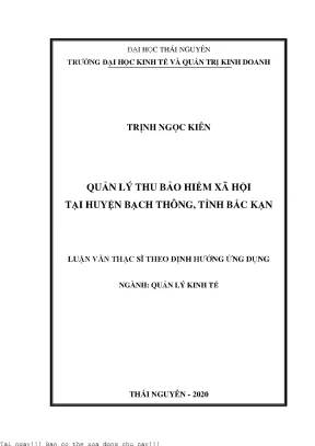 Quản lý thu bảo hiểm xã hội tại huyện bạch thông tỉnh bắc kạn
