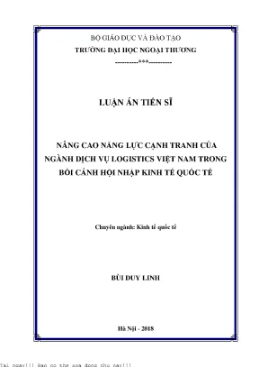 Nâng cap năng lực cạnh tranh của ngành dịch vụ logistics việt nam trong bối cảnh hội nhập kinh tế quốc tế